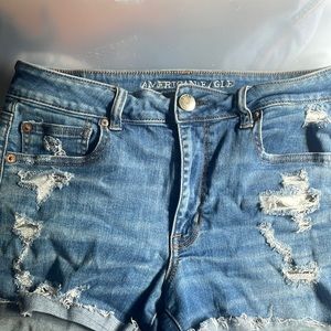 American Eagle size 10 distressed jean shorts.